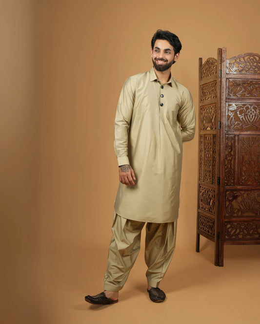 Men’s Ethnic Sage Pathani Kurta Set
