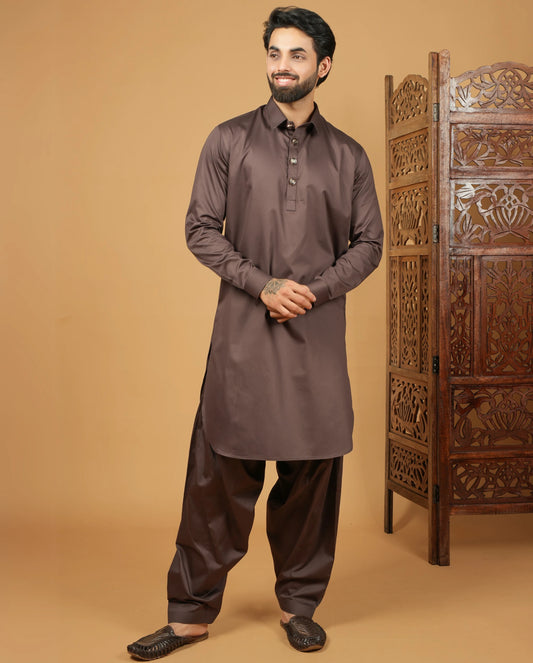 Men's - Pathani Kurta Set -Brown