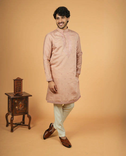 Dusty Pink Kurta for Men – Traditional Indian Wedding Guest Outfit