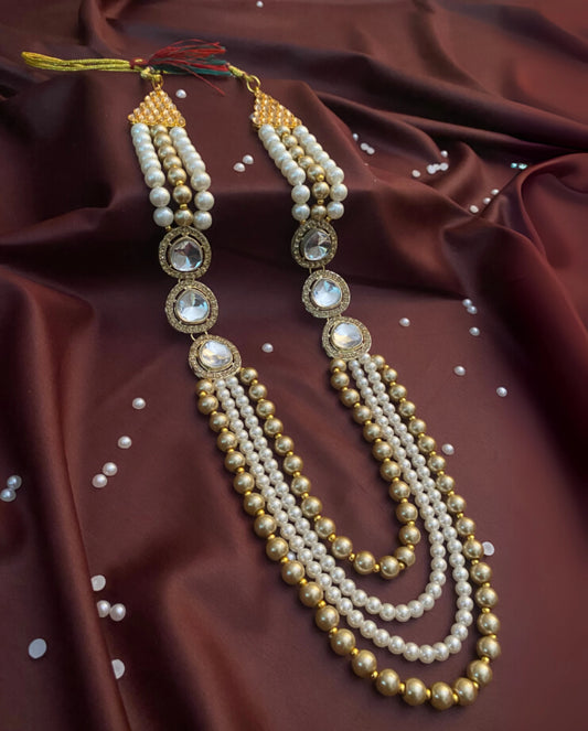Pearl & Gold Festive Necklace – Free Size