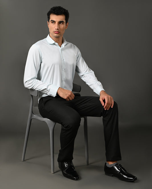 sky blue cotton formal shirt men regular collar