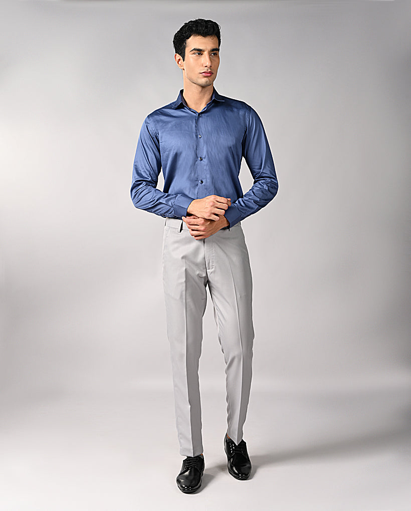 Mens Blue Apple Cut Formal Shirt – Stylish Office Wear