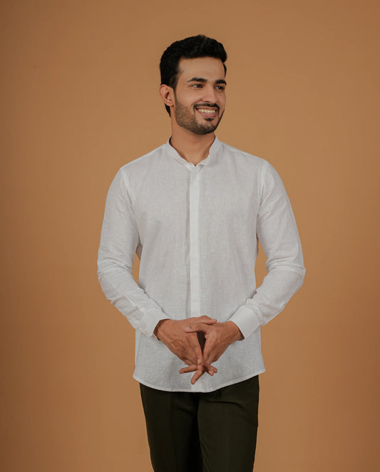 Timeless White Pure  Linen Shirt for Men