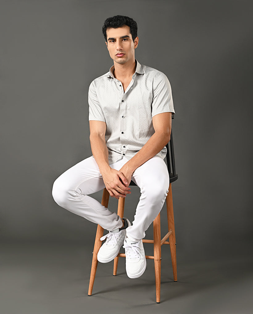 Mens Light Green Cotton Blend Shirt