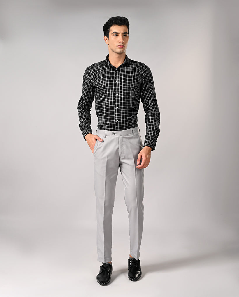 Mens Black Checked Cotton Formal Shirt – Office & Work