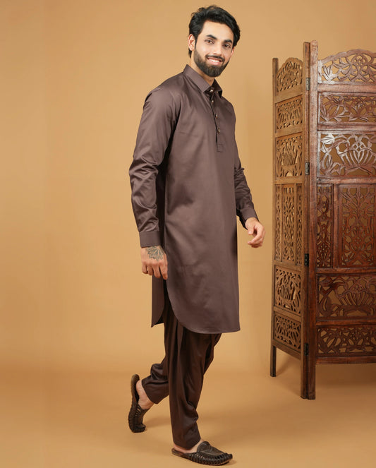 Men's - Pathani Kurta Set -Brown