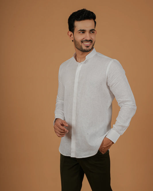 Timeless White Pure  Linen Shirt for Men
