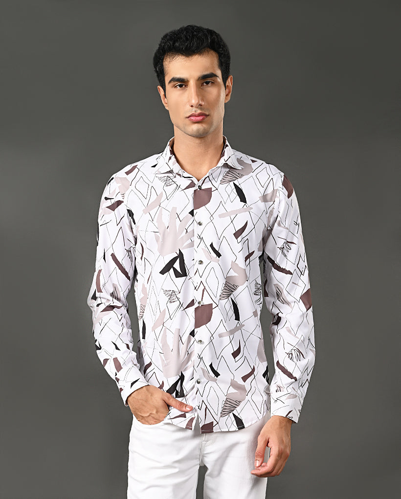 triangle print cotton blend shirt men