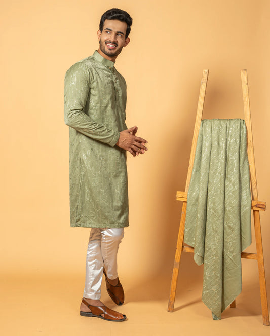Festive Glow Embroidered Sequin Kurta Pajama