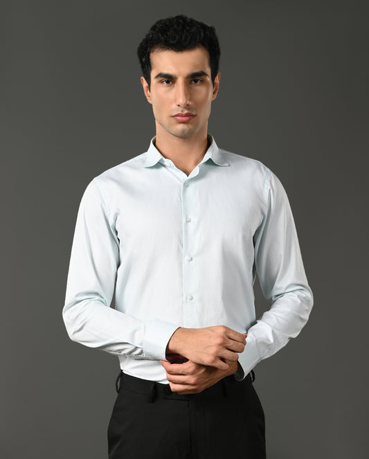 sky blue cotton formal shirt men regular collar