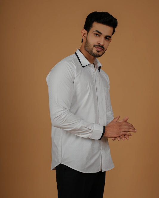 Signature Style: Refined White Cotton Shirt For Men