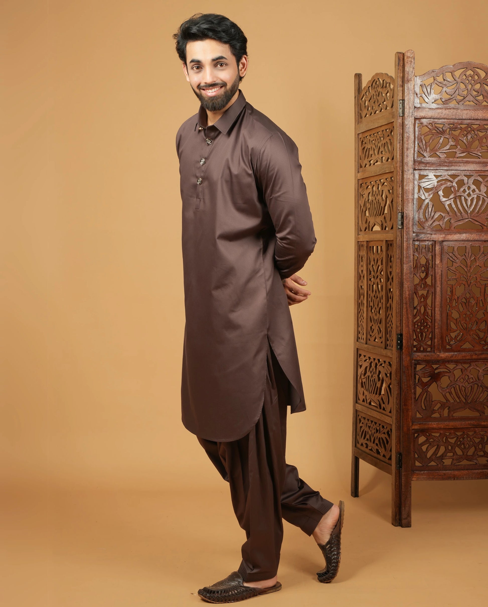 Men's - Pathani Kurta Set -Brown