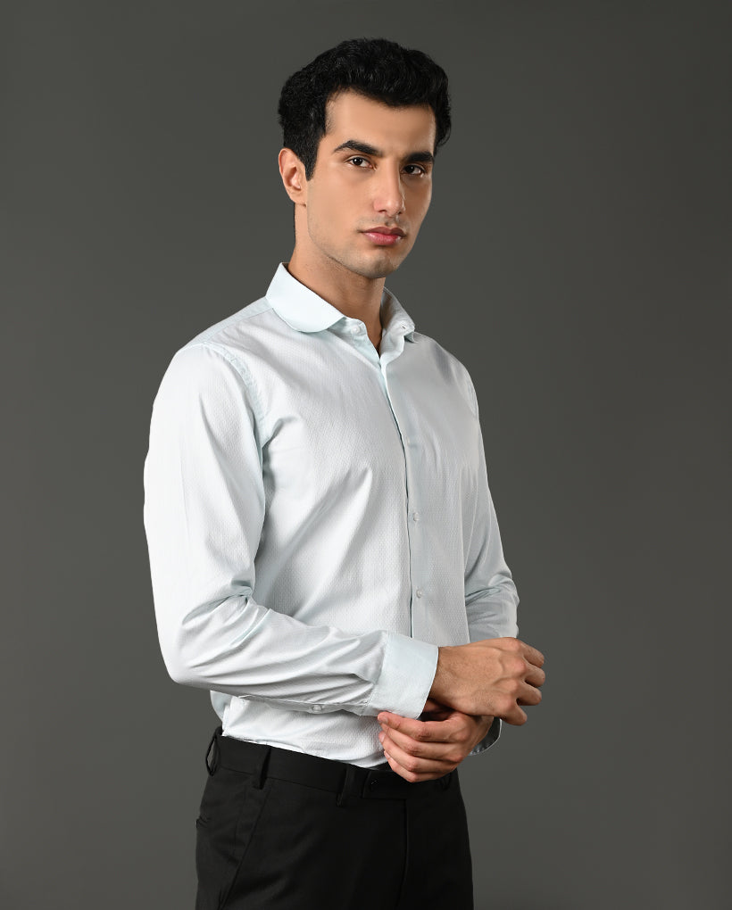 sky blue cotton formal shirt men regular collar