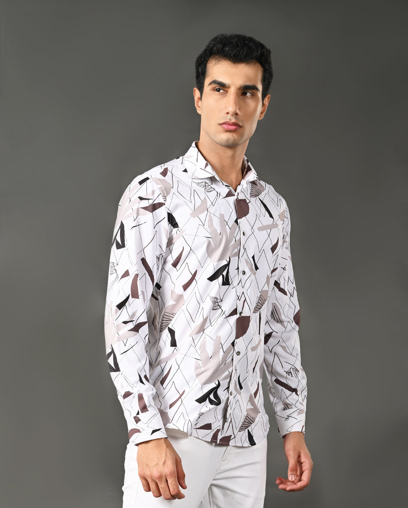 triangle print cotton blend shirt men
