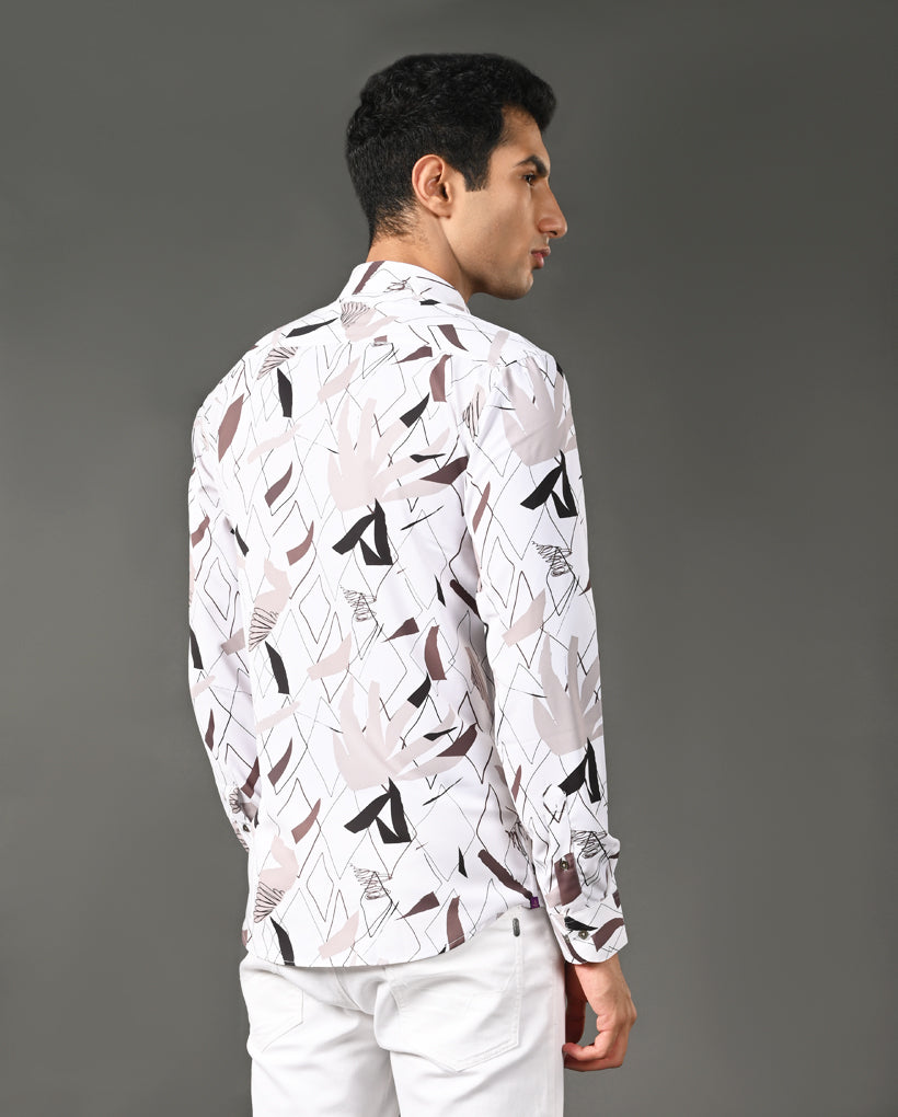 triangle print cotton blend shirt men