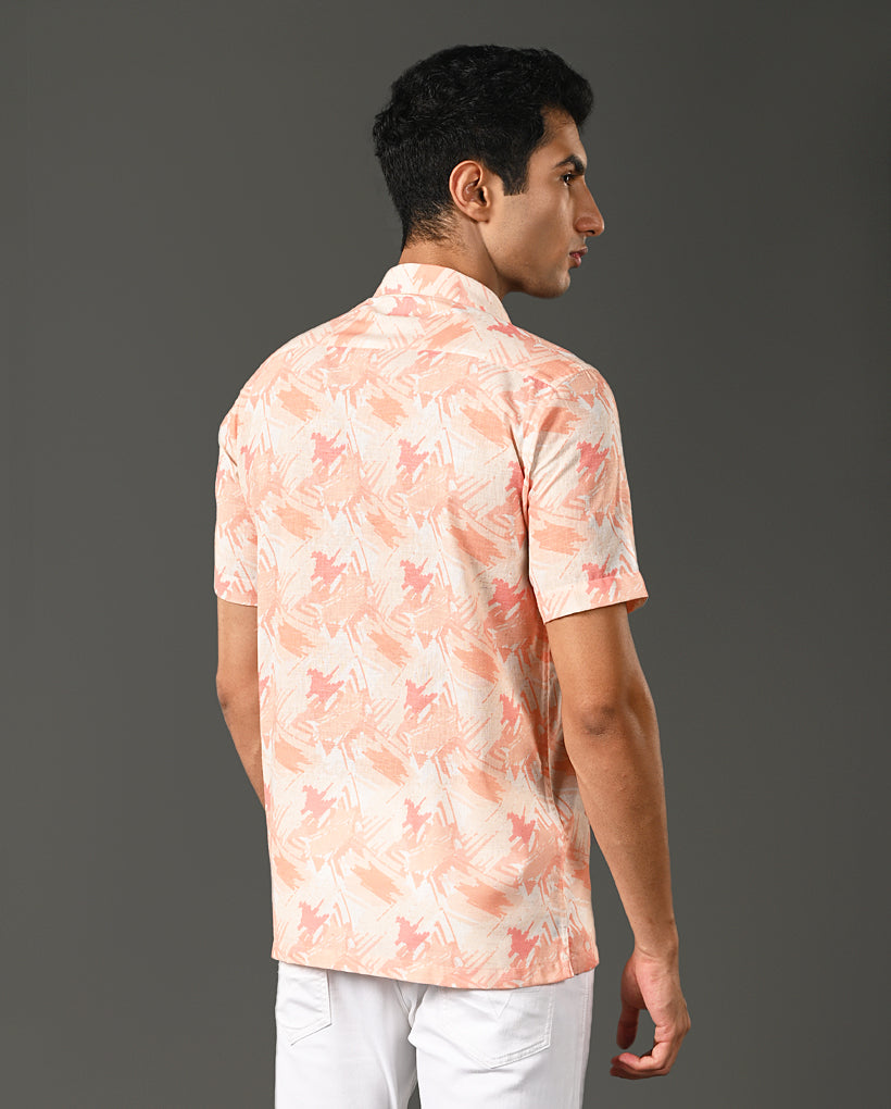 men linen printed casual shirt trendy style