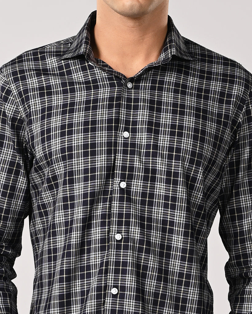 Mens Yellow Checked Cotton Formal Shirt – Work & Office