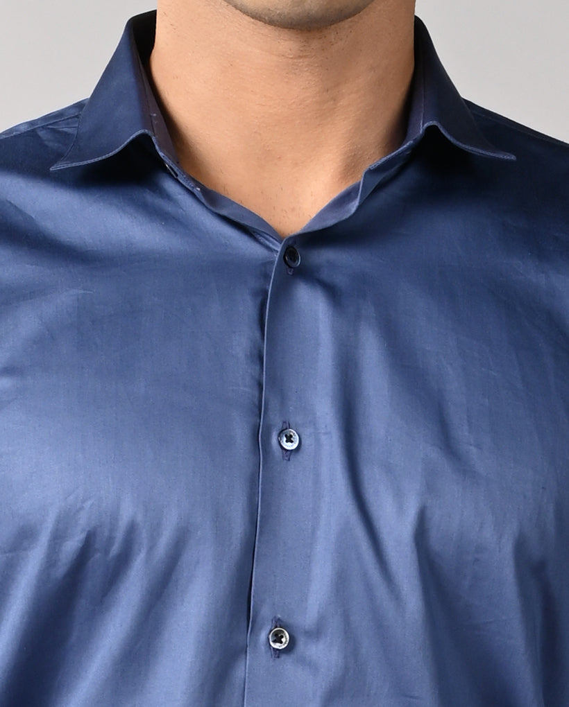 Mens Blue Apple Cut Formal Shirt – Stylish Office Wear