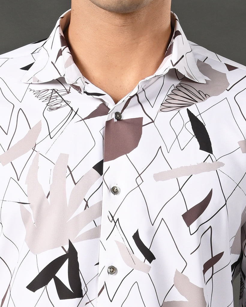 triangle print cotton blend shirt men