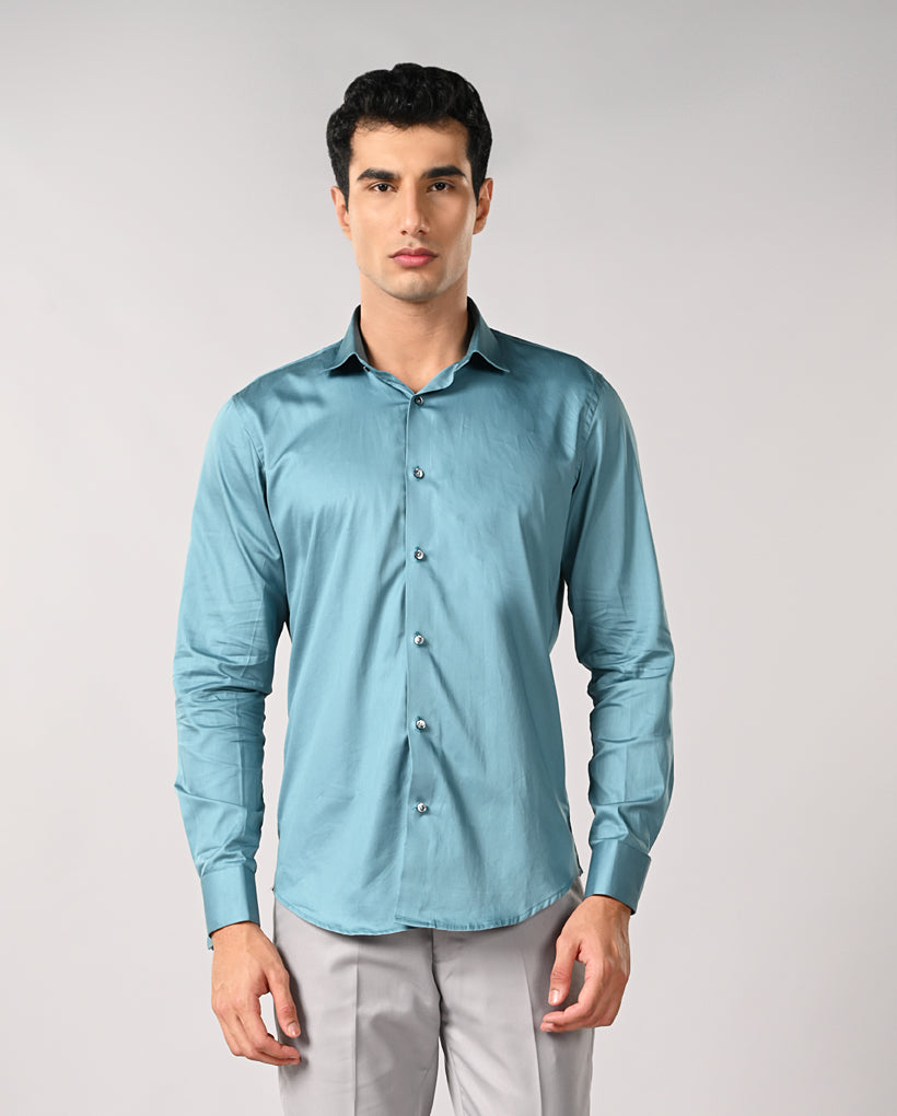 Mens Dark Blue Cufflink Apple Cut Formal Shirt – Premium Work Shirt