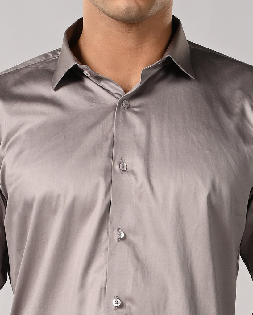 Mens Silver Grey 100% Cotton Formal Shirt – Mens silver grey 100% cotton formal shirt, premium office wear