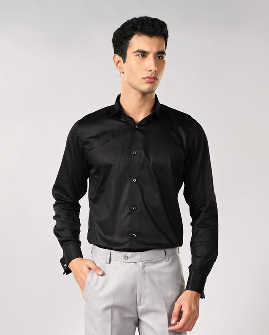 Black Cufflink Apple Cut Shirt – Premium Formal Wear for Men
