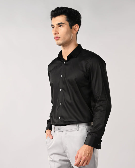 Black Cufflink Apple Cut Shirt – Premium Formal Wear for Men