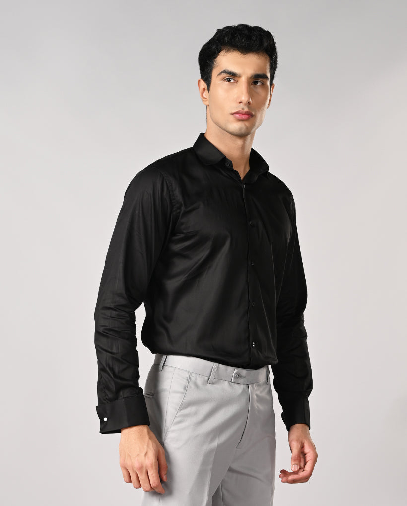 Black Cufflink Apple Cut Shirt – Premium Formal Wear for Men