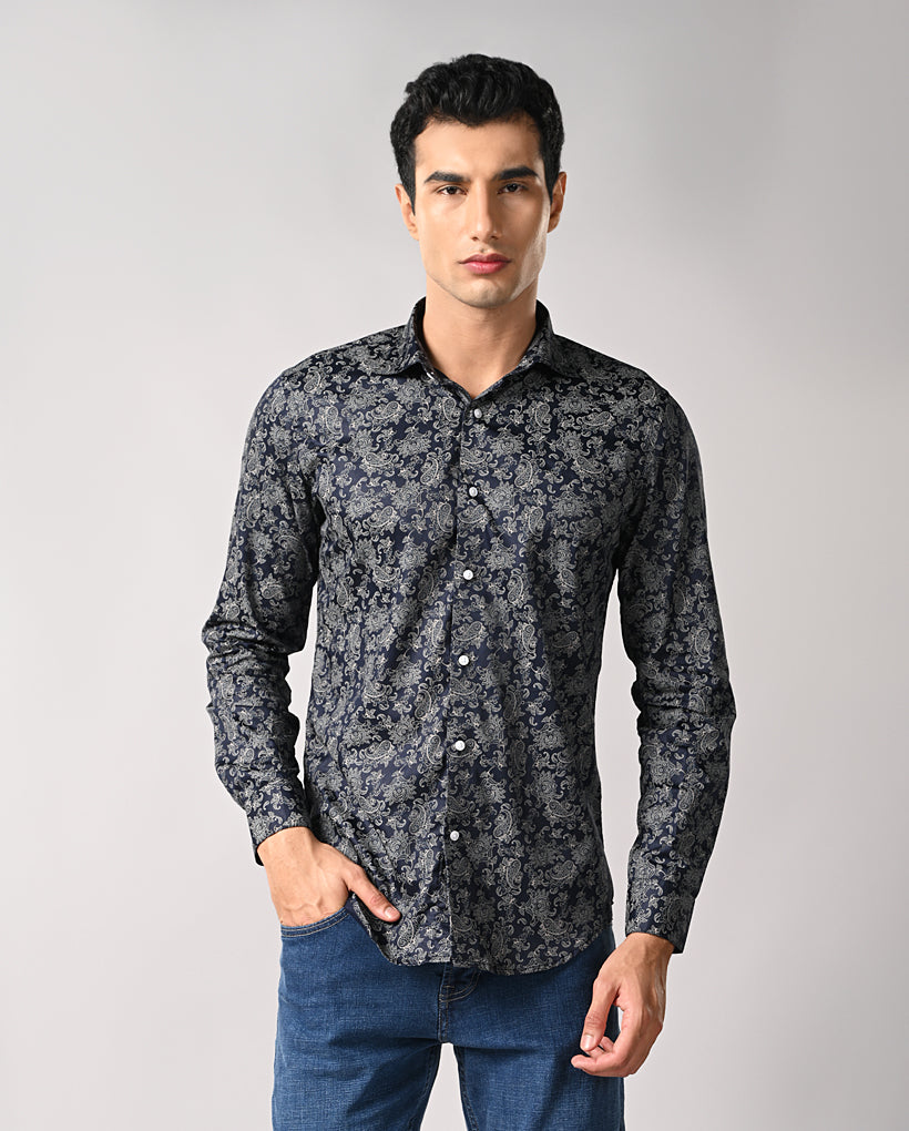 Blue Slim Fit Shirt for Men – Stylish Casual Party Wear