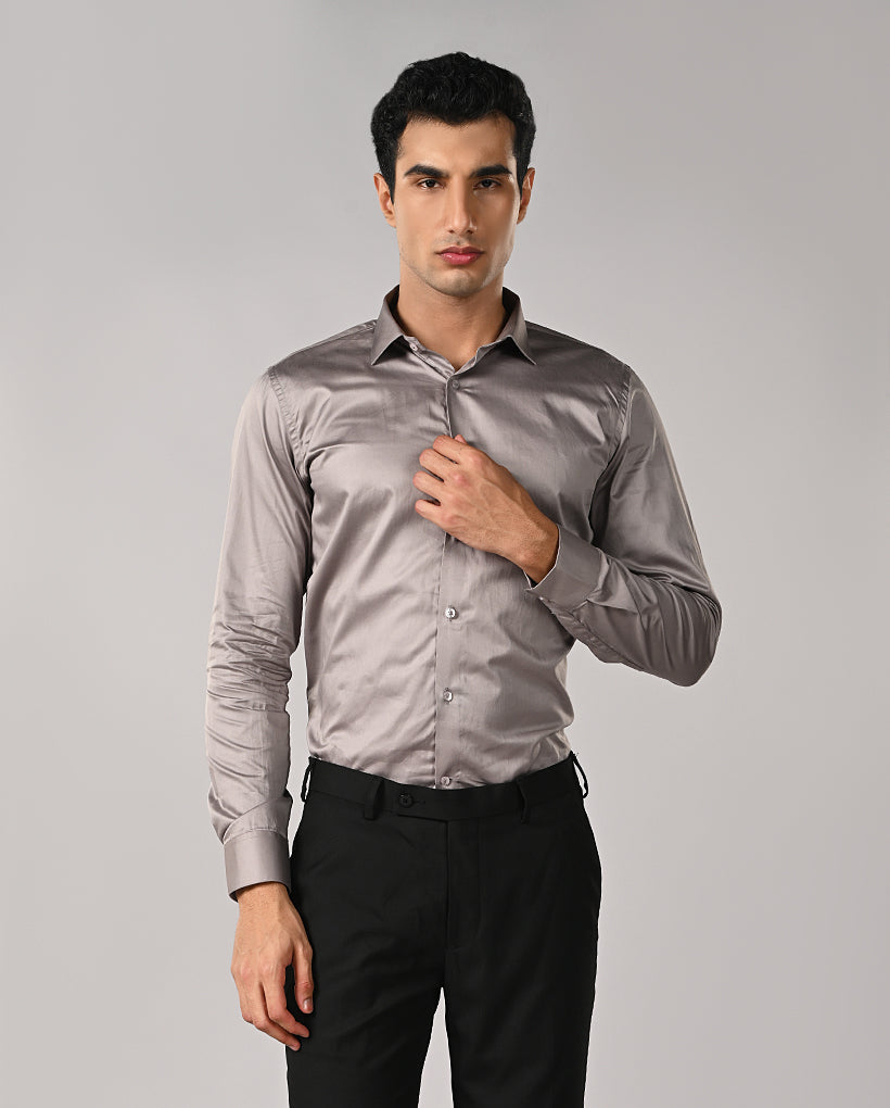 Mens Silver Grey 100% Cotton Formal Shirt – Mens silver grey 100% cotton formal shirt, premium office wear