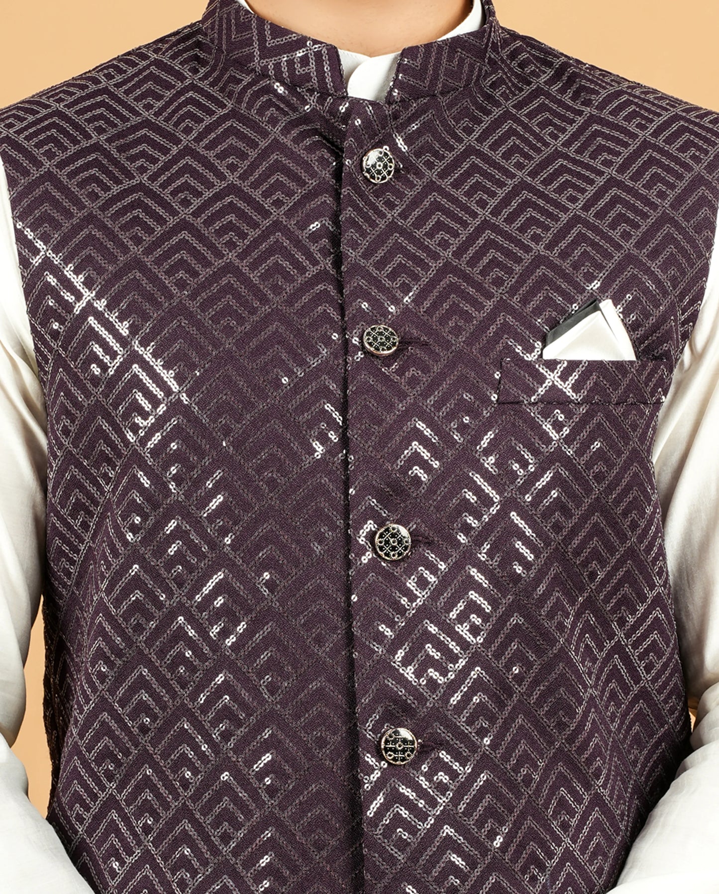 Men’s Georgette Ethnic Jacket Sequin Embroidery