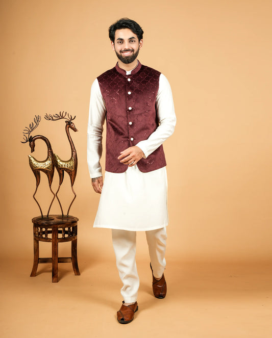 Stylish Men's Velvet Jacket – Modern Ethnic Fusion