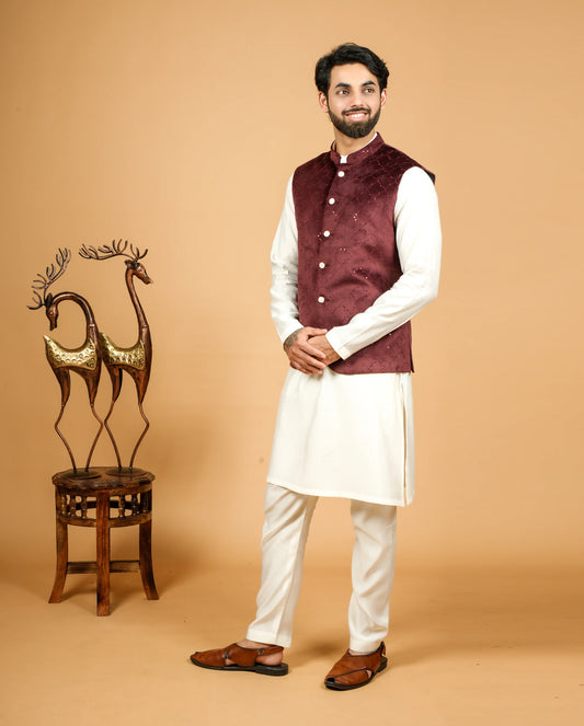 Stylish Men's Velvet Jacket – Modern Ethnic Fusion