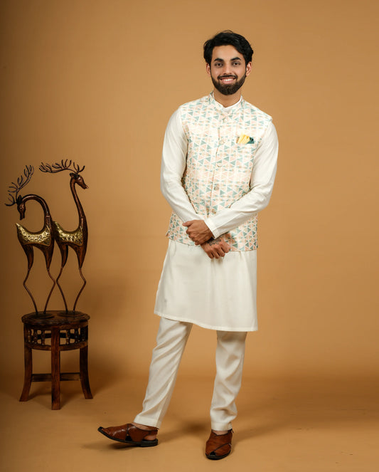 Silk Jacket with Geometric Embroidery – Elite Style