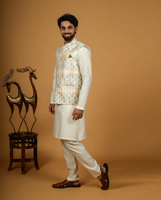 Silk Jacket with Geometric Embroidery – Elite Style
