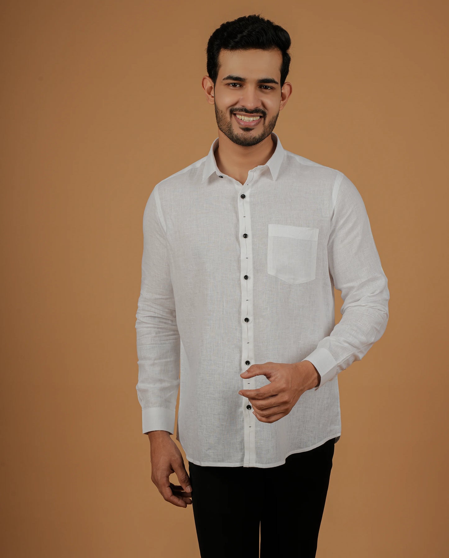 Traditional and Modern Collide: Men's Premium Linen White Shirt