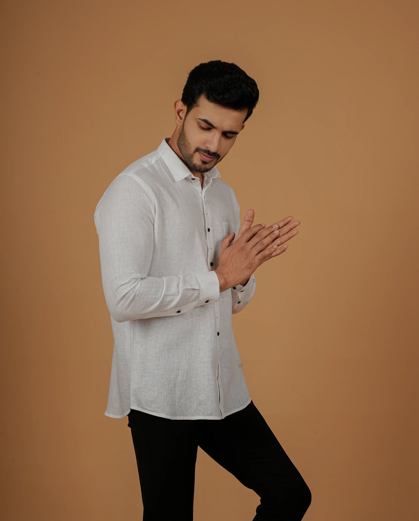 Traditional and Modern Collide: Men's Premium Linen White Shirt