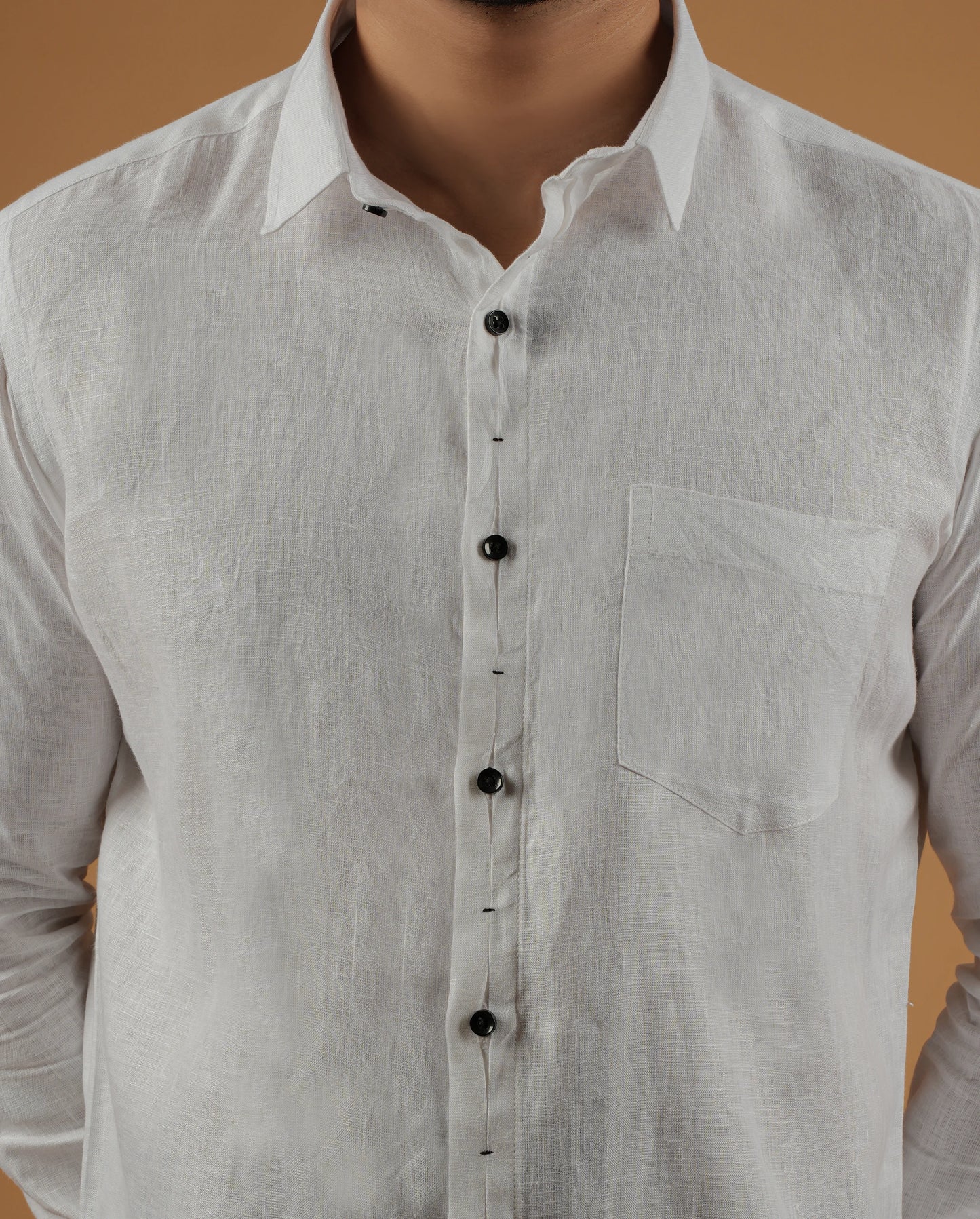 Traditional and Modern Collide: Men's Premium Linen White Shirt