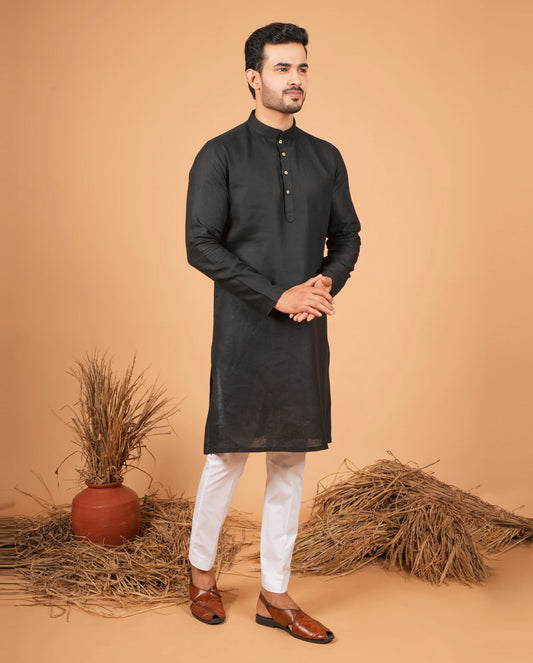 Premium Black Linen Kurta for Men