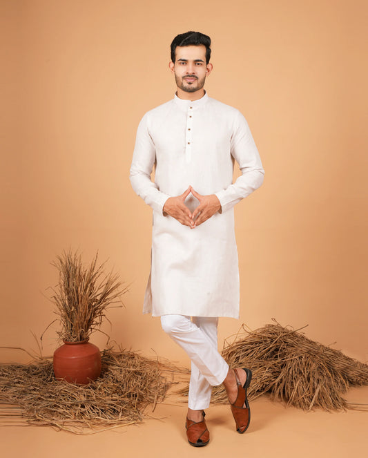Premium Cream Linen Kurta for Men