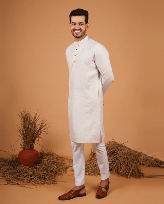Premium Cream Linen Kurta for Men