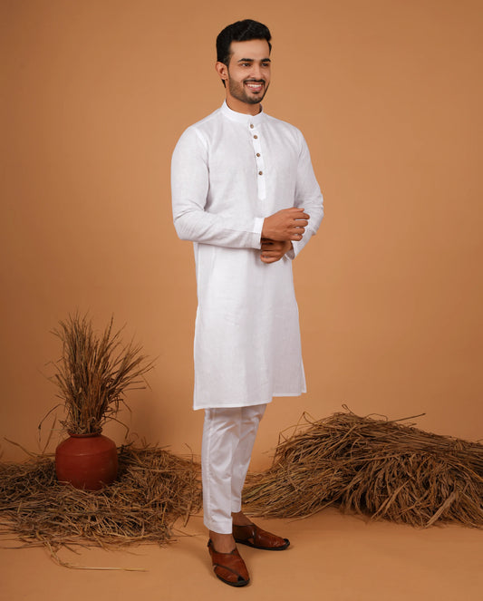 Premium White Linen Kurta for Men