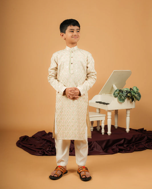 Designer Embellished Cotton Kurta for Kids