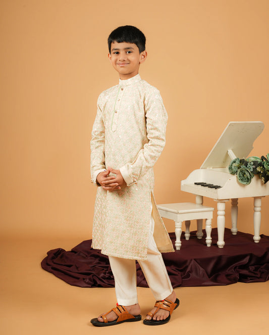 Designer Embellished Cotton Kurta for Kids