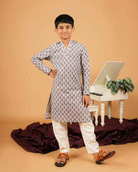 Classic Meets Contemporary – Geometric Kurta for Stylish Kids