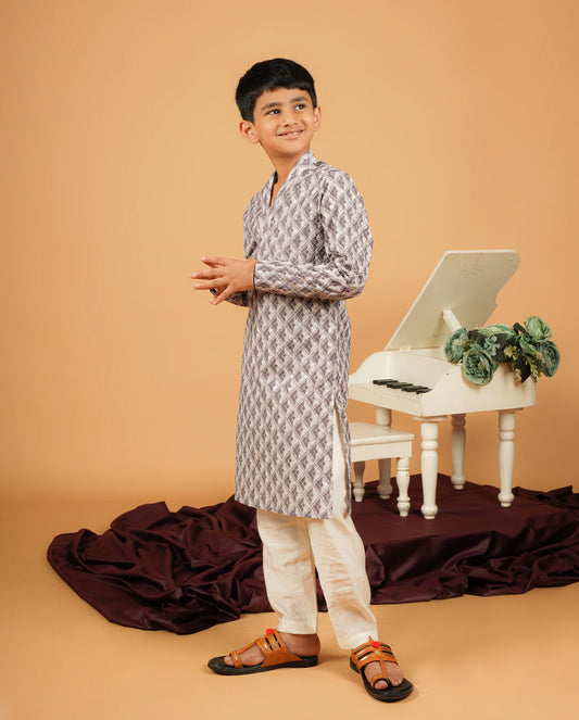 Classic Meets Contemporary – Geometric Kurta for Stylish Kids