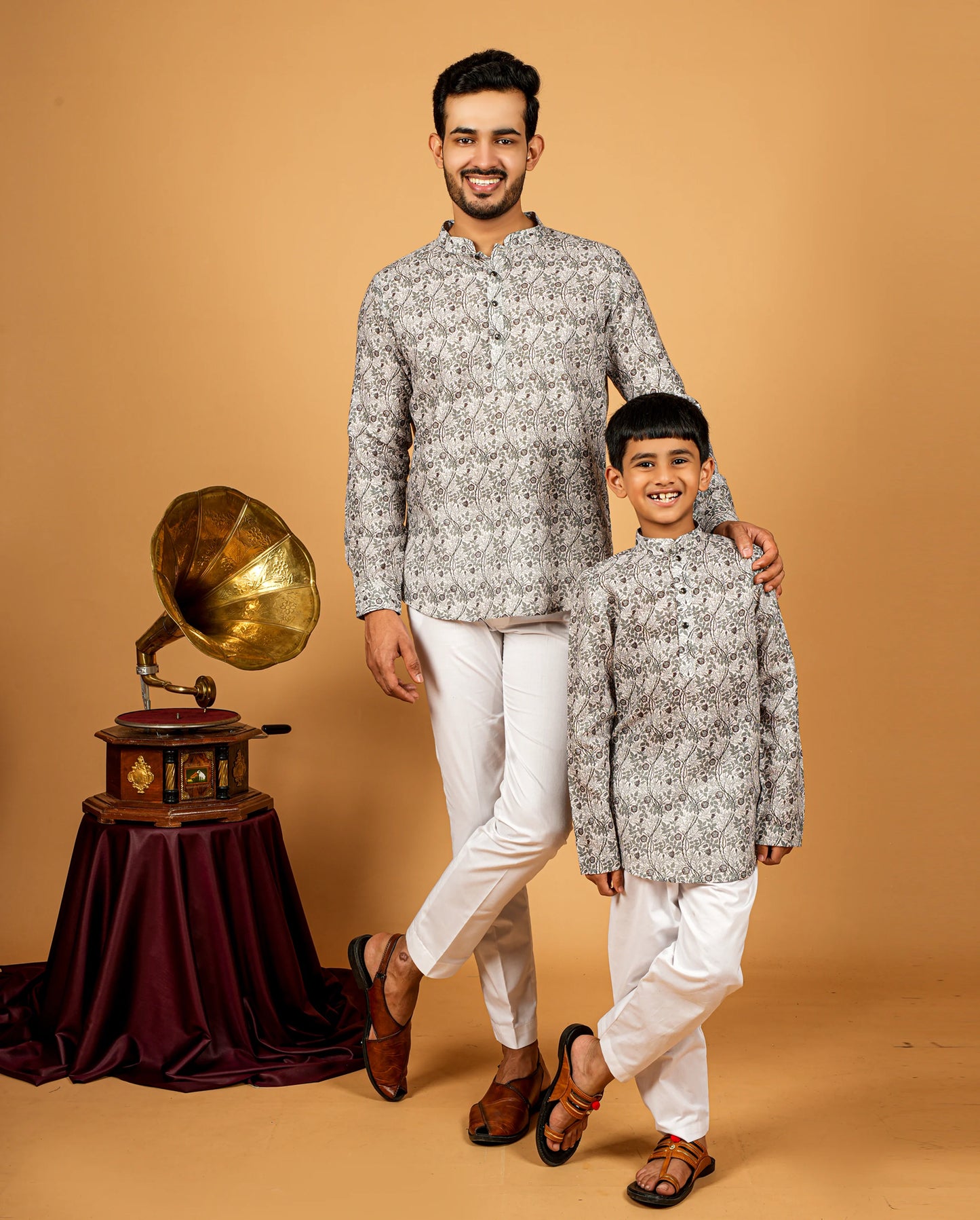 Men’s Festive Short Kurta Set – Father-Son Duo