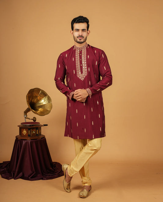 Wedding Special Silk Blend Kurta For Men – Premium Look