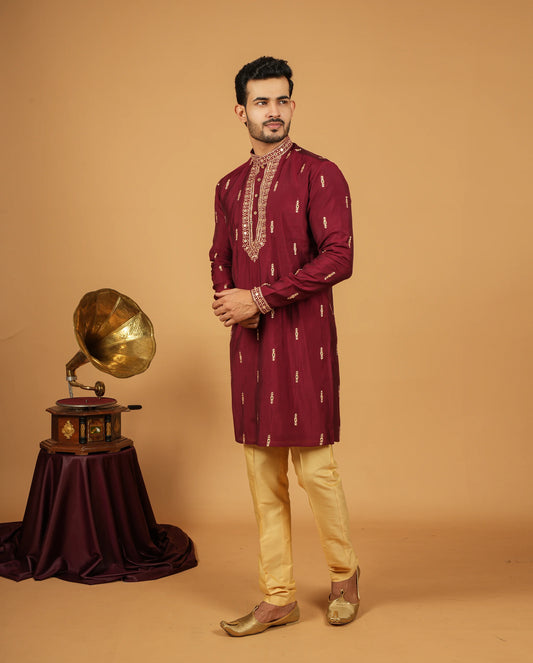 Wedding Special Silk Blend Kurta For Men – Premium Look
