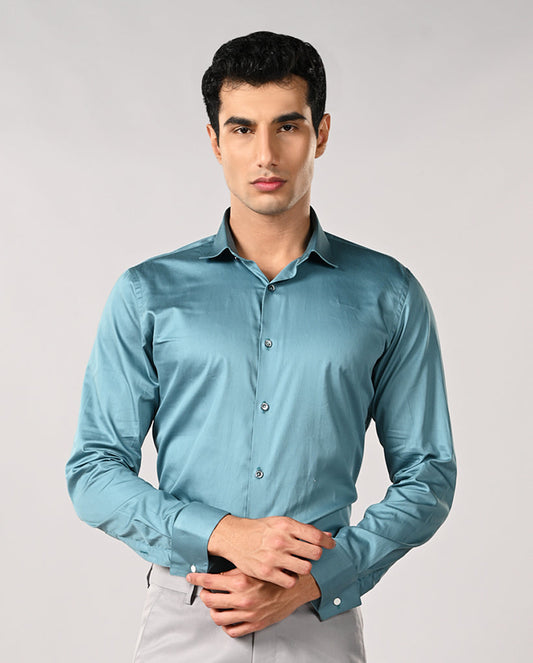 Mens Dark Blue Cufflink Apple Cut Formal Shirt – Premium Work Shirt